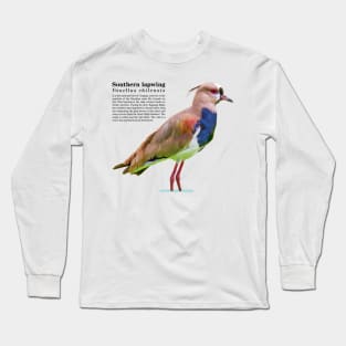 Southern lapwing tropical bird black text Long Sleeve T-Shirt